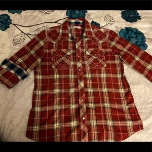 Red/Navy plaid True Religion Button Down